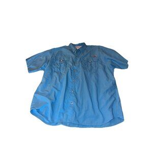 Columbia PFG Omni-Shade mens Fishing Shirt 2XL Blue Button Up Vented
